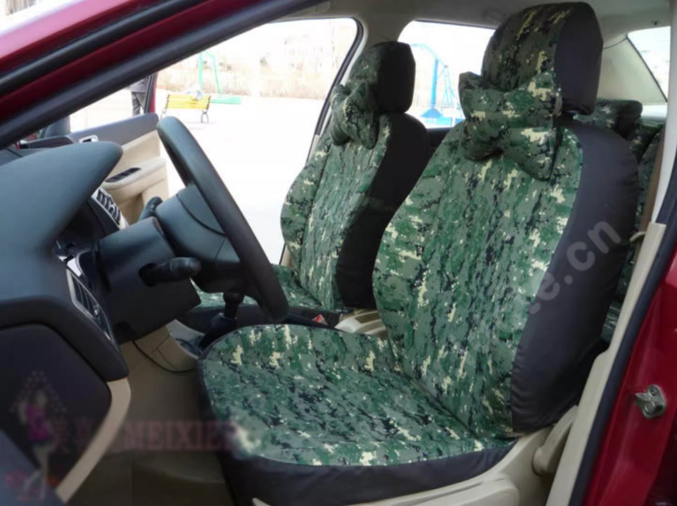 Tailored For Boys Canvas Camo Linen Automobile Seat Cushion Car Seat Covers Camouflage Sets Cloth - Forest Camo