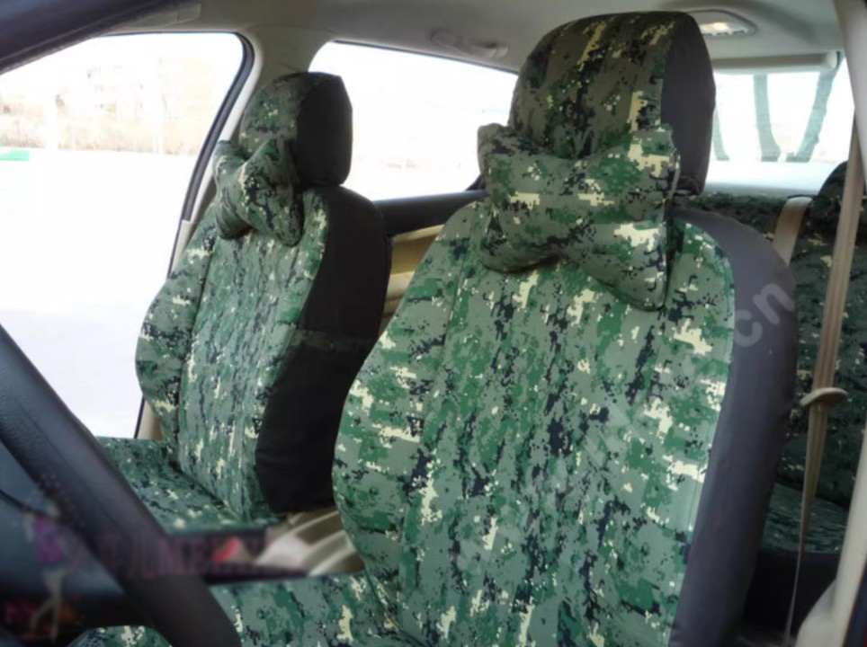 Tailored For Boys Canvas Camo Linen Automobile Seat Cushion Car Seat Covers Camouflage Sets Cloth - Forest Camo