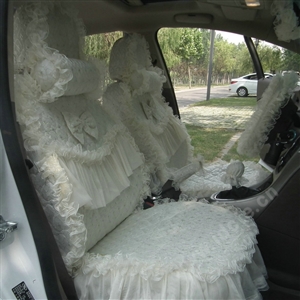 Tailored Girly Bud Silk Personalized Floral Girls Lace Cotton Custom Automobile Car Seat Cover Sets - Beige Bowknot