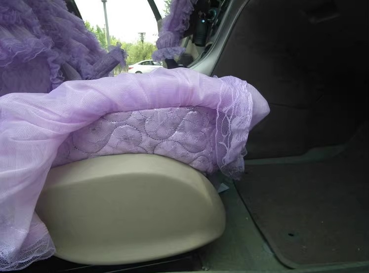 Tailored Girly Bud Silk Personalized Floral Girls Lace Cotton Custom Automobile Car Seat Cover Sets - Purple