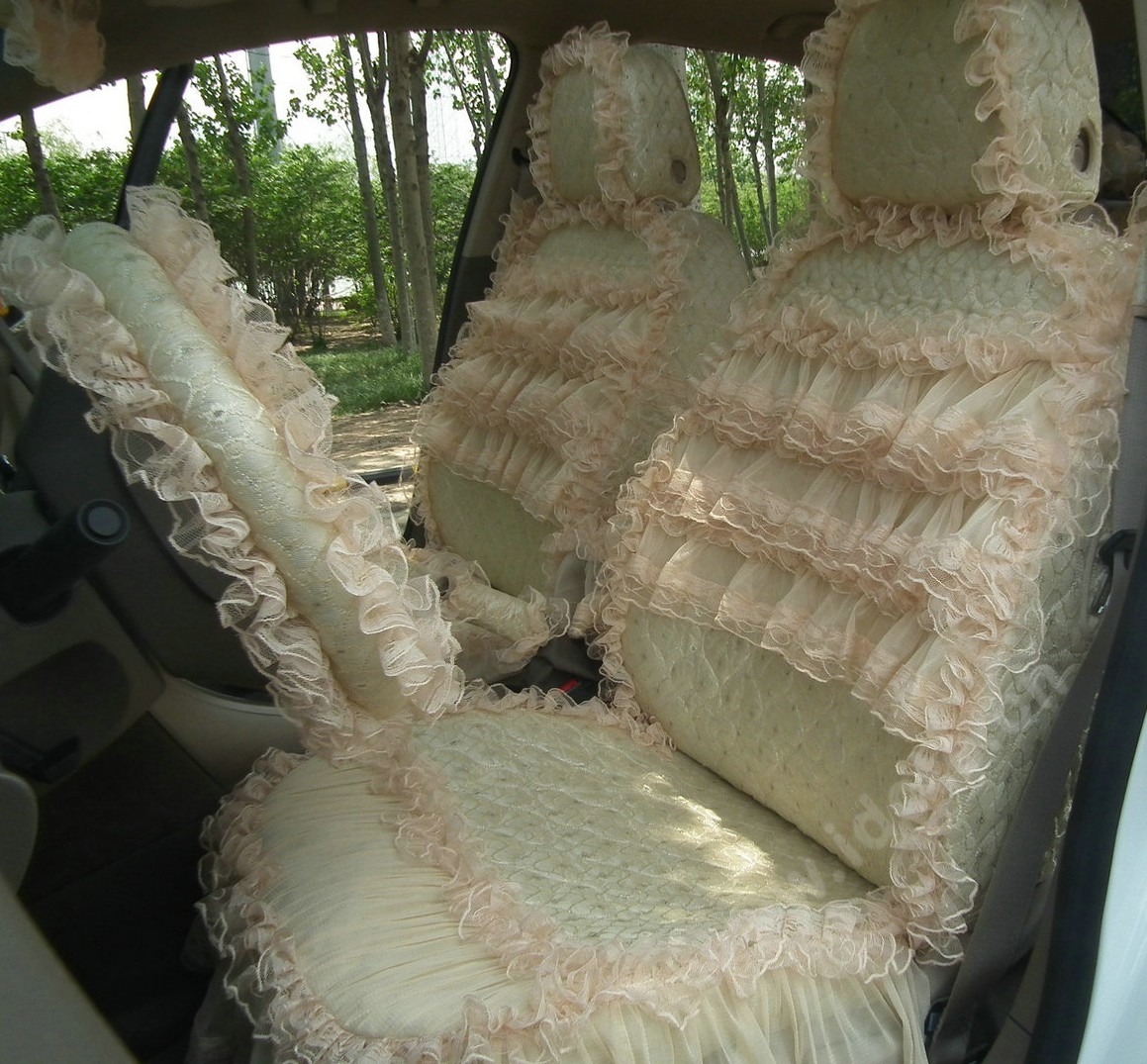 Tailored Girly Bud Silk Personalized Floral Girls Lace Cotton Custom Automobile Car Seat Cover Sets - Tawny