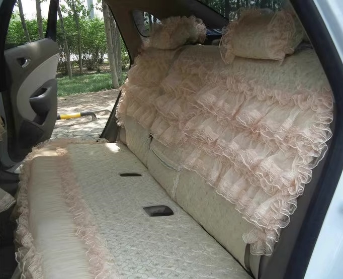 Tailored Girly Bud Silk Personalized Floral Girls Lace Cotton Custom Automobile Car Seat Cover Sets - Tawny