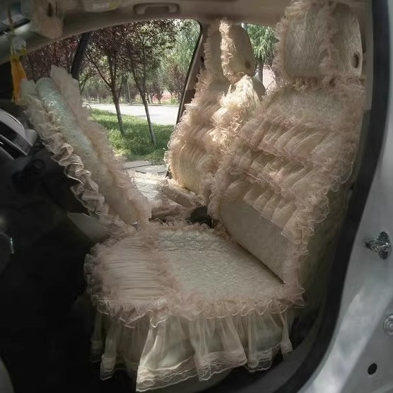 Tailored Girly Bud Silk Personalized Floral Girls Lace Cotton Custom Automobile Car Seat Cover Sets - Tawny