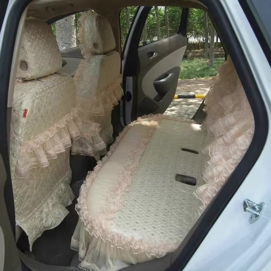 Tailored Girly Bud Silk Personalized Floral Girls Lace Cotton Custom Automobile Car Seat Cover Sets - Tawny