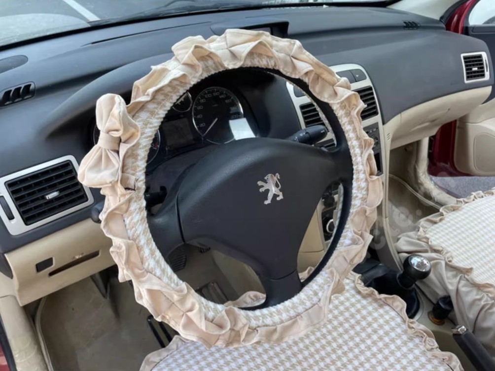 Tailored Jacquard Girly Bud Silk Seat Cushion Floral Safest Lace Countryside Custom Automobile Car Seat Cover Sets - Beige