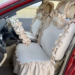 Tailored Jacquard Girly Bud Silk Seat Cushion Floral Safest Lace Countryside Custom Automobile Car Seat Cover Sets - Beige