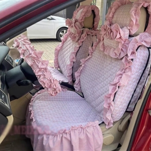 Tailored Jacquard Girly Bud Silk Seat Cushion Floral Safest Lace Countryside Custom Automobile Car Seat Cover Sets - Pink