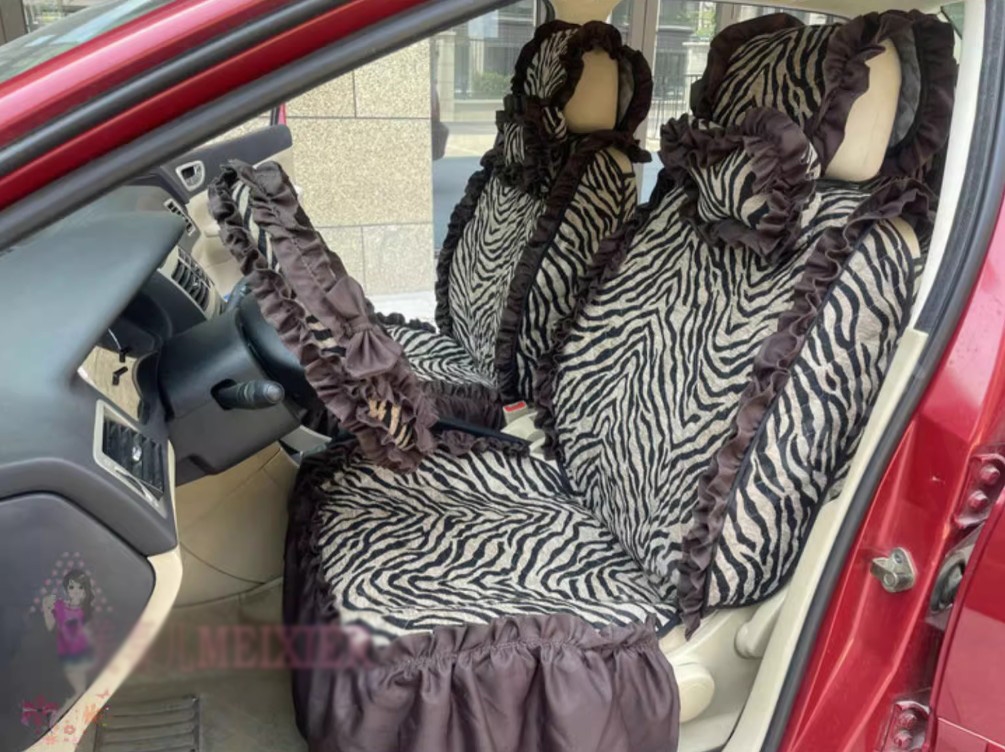 Tailored Jacquard Girly Bud Silk Seat Cushion Floral Safest Lace Tiger Print Custom Automobile Car Seat Cover Sets - Brown