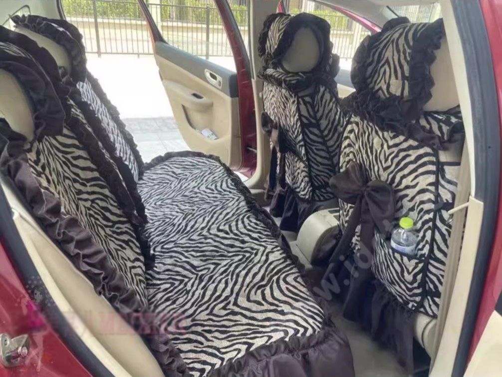 Tailored Jacquard Girly Bud Silk Seat Cushion Floral Safest Lace Tiger Print Custom Automobile Car Seat Cover Sets - Brown