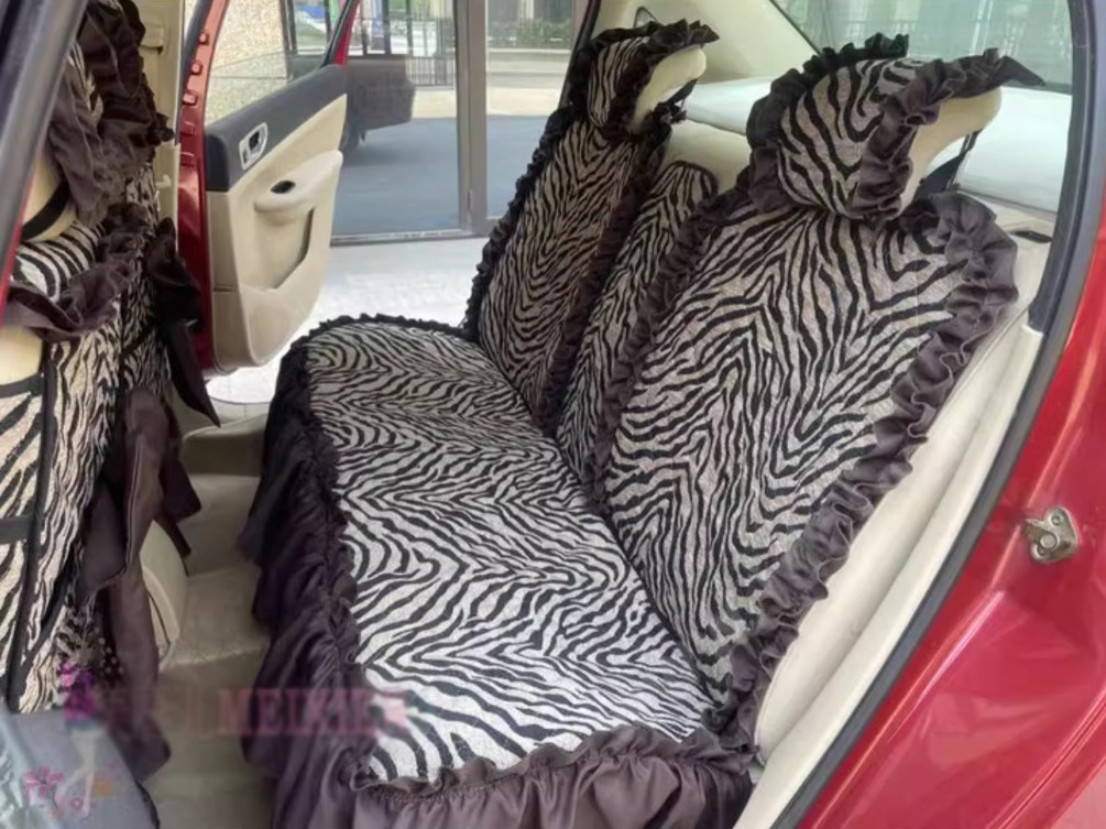 Tailored Jacquard Girly Bud Silk Seat Cushion Floral Safest Lace Tiger Print Custom Automobile Car Seat Cover Sets - Brown