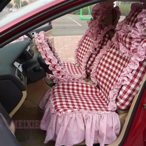 Tailored Jacquard Girly Bud Silk Seat Cushion Grid Lace Countryside Custom Automobile Car Seat Cover Sets - Red