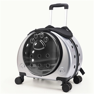 Backpack Portable Pet Strollers With Wheels Durable Acrylic PC Closure For Cats Dogs Bags Ideal For Travel Outdoor Use - Silver