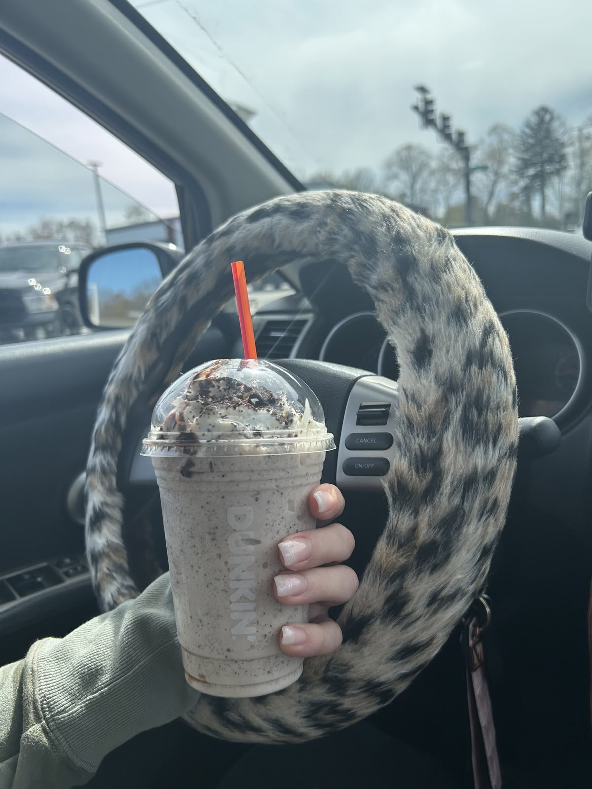 Classic Automobile Car Steering Wheel Cover Leopard Print Long Plush Diameter 15 inch 38CM - Gray