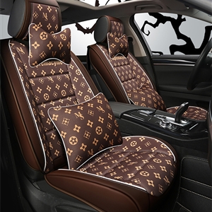 Classic PU Leather Supremacyme Car Seat Covers Universal Pads Automobile Seat Cushions Pillows 10pcs - Coffee