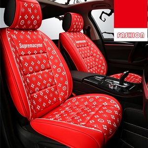 Classic PU Leather Supremacyme Car Seat Covers Universal Pads Automobile Seat Cushions Pillows 6pcs - Red