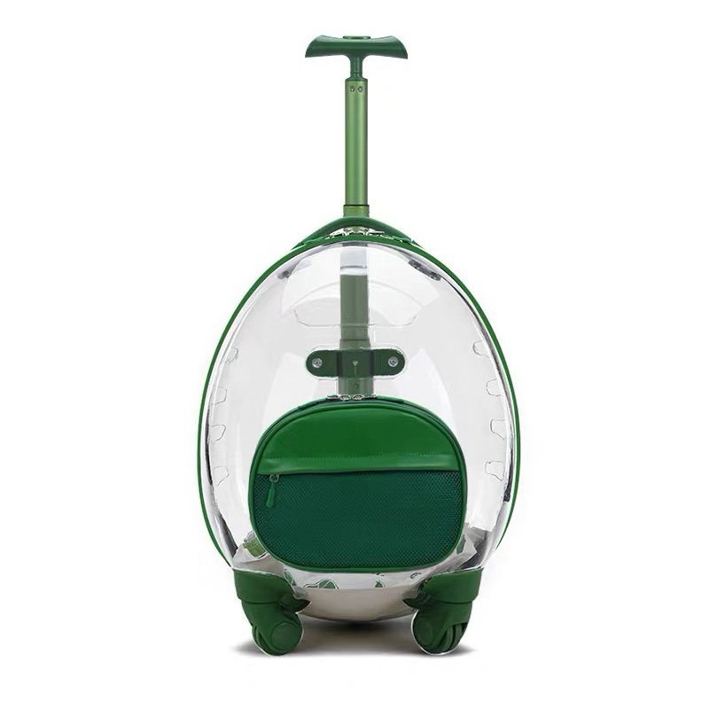 Classic Portable Pet Strollers With Wheels Durable Acrylic PC Closure For Cats Dogs Bags Ideal For Travel Outdoor Use - Green