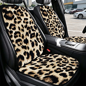 Fashion Leopard Print Car Seat Cushion Universal Polyester Automobile Covers 7pcs Sets - Beige