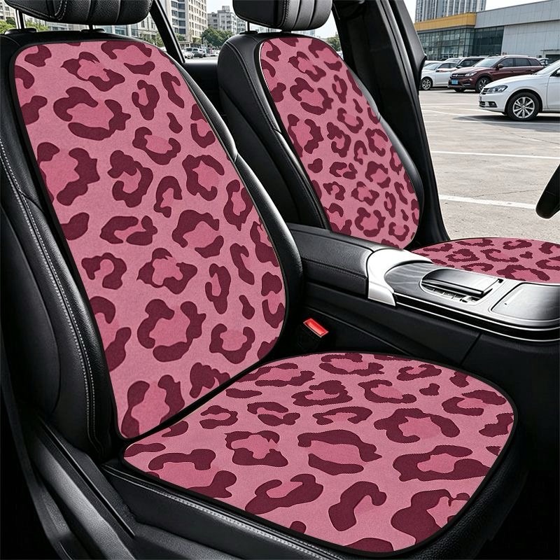 Fashion Leopard Print Car Seat Cushion Universal Polyester Automobile Covers 7pcs Sets - Rose
