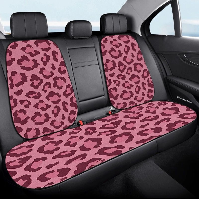 Fashion Leopard Print Car Seat Cushion Universal Polyester Automobile Covers 7pcs Sets - Rose