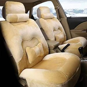Fashion Winter Warmth Car Seat Cushion Universal Plush Automobile Covers 5pcs Sets - Beige
