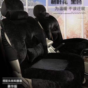 Fashion Winter Warmth Car Seat Cushion Universal Plush Automobile Covers 5pcs Sets - Black