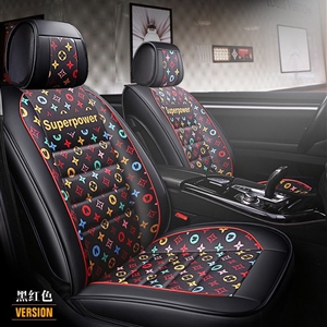 Luxury PU Leather Superpower Car Seat Covers Universal Pads Automobile Seat Cushions Pillows 6pcs - Black Colorful