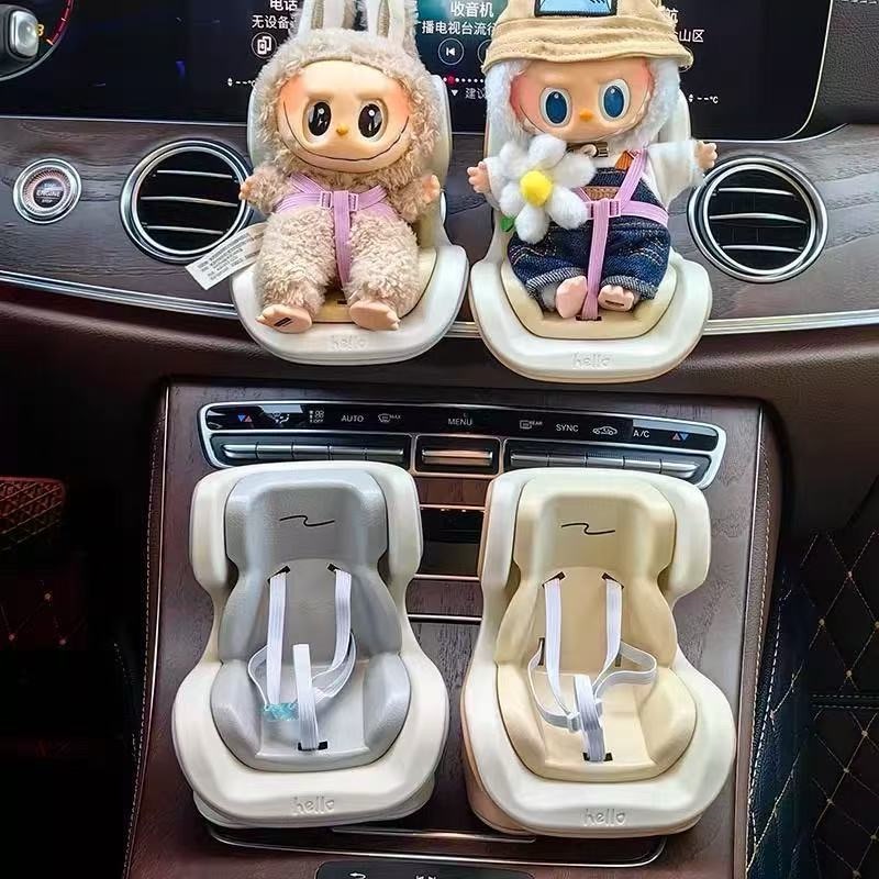Mini Plastic Cartoon Car Hamster Pet Air Outlet Clip Ornament Safety Seat Storage Automotive Interior - Pink Blue