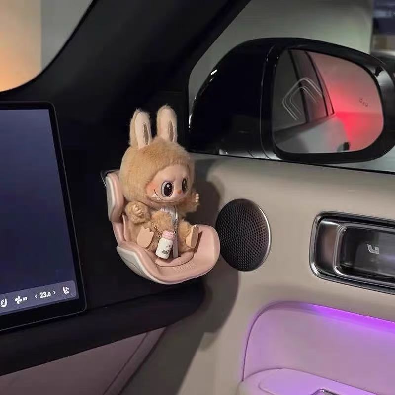 Mini Plastic Cartoon Car Hamster Pet Air Outlet Clip Ornament Safety Seat Storage Automotive Interior - Pink Blue