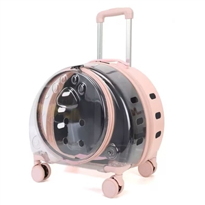 New Portable Pet Strollers With Wheels Durable Acrylic PC Closure For Cats Dogs Bags Ideal For Travel Outdoor Use - Pink 2