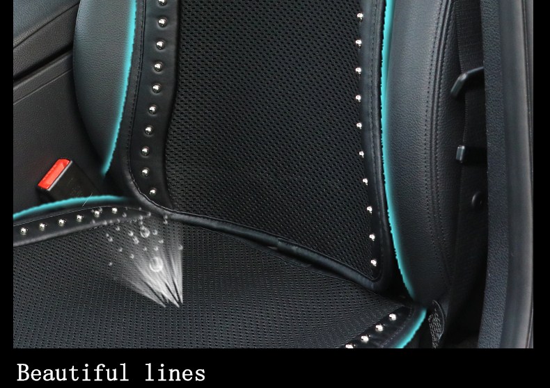 Crown Ice Silk Car Seat Covers Cool Rivet Universal Auto Cushion 2PC Front Cover - Black